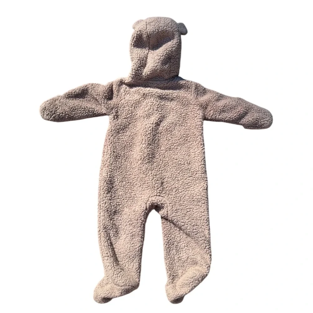 Carters Baby Sherpa Fleece Pram Suit Hooded Bunting Brown 6 Months